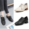 Autumn and winter new top layer cowhide work shoes women lace up professional stewardess OL work shoes leather single shoes women tide