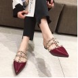 Summer new Roman rivets flat pointed shoes women sandals Baotou beach slippers