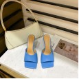 Catwalk models simple and versatile thin high heel OL slippers fashion square head female sandals