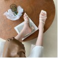 Sexy square head thick medium-heeled slippers female summer wear Roman thin belt holiday OL beach open-toe sandals