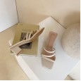 Sexy square head thick medium-heeled slippers female summer wear Roman thin belt holiday OL beach open-toe sandals