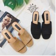 Roman style fashion matte suede open-toe middle-heeled trendy women thick heel half slippers