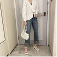 Rome summer new thick bottom slope heel clip toe sandals female fairy wind with high heel square head female beach