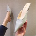 Spring women's pointed head wear thin heeled Muller Baotou half drag OL dress catwalk shoes tide