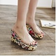 Transparent wedge slippers female high-heeled sponge cake waterproof platform high-heeled sandals 888-2