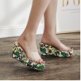 Transparent wedge slippers female high-heeled sponge cake waterproof platform high-heeled sandals 888-2