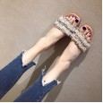Roman summer flowers flat bottom with half slippers fashion open-toe tassel beaded large size cool girl 40