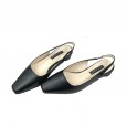Small square head thick heel sandals female spring new Baotou back empty word buckle low heel single shoes female tide