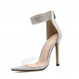 Fall plus size shoes 42 rhinestone pointed toe back zipper high-heeled sandals