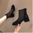 Roman sandals female tide thick with autumn new square head net boots wild hollow sandals