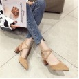 New Roman suede winding hollow fashion thick high-heeled shallow mouth buckle OL dress shoes women