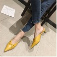 Spring fashion bow tie thin heeled lazy half dragged middle heel OL trendy women's shoes