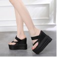 Summer new clip toe slope with thick bottom waterproof platform beach muffin sandals and slippers 921-5