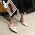 Spring fashion hairy edging with OL professional wedding semi-dragging lazy women's shoes