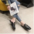 Spring fashion metal chain wild square head low heel set foot half drag tide lazy women's shoes