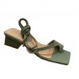 Xia Xin candy color straps with thick heel clip toe square head sandals and slippers sandals