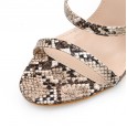Summer new Roman stilettos snake pattern wild sexy open toe was thin catwalk female sandals 1635-2