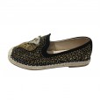 Early spring new fashion casual lazy shoes female wild rhinestone flat bottom shoes straw fisherman shoes female