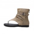 Spring and summer clip toe Roman herringbone sandals women's shoes comfortable flat bottom high-top sandals personality female sandals women