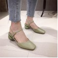 Spring fashion word buckle with square head wild classic round thick with square head professional OL single women's shoes