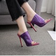 New candy color transparent pointed thin high heel OL female sandals 660-