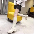 Autumn and winter new style strap round head side zipper knight women's boots belt buckle thick heel straight female boots