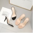 Summer Roman word transparent thin high-heeled was thin sexy OL open-toed female half drag sandals 938-3