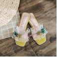 New flat slippers female fashion wild fairy style word drag lace beach open toe lazy shoes