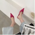 Summer fashion high-heeled folds four seasons Baotou wild shallow mouth OL lazy cool half slippers