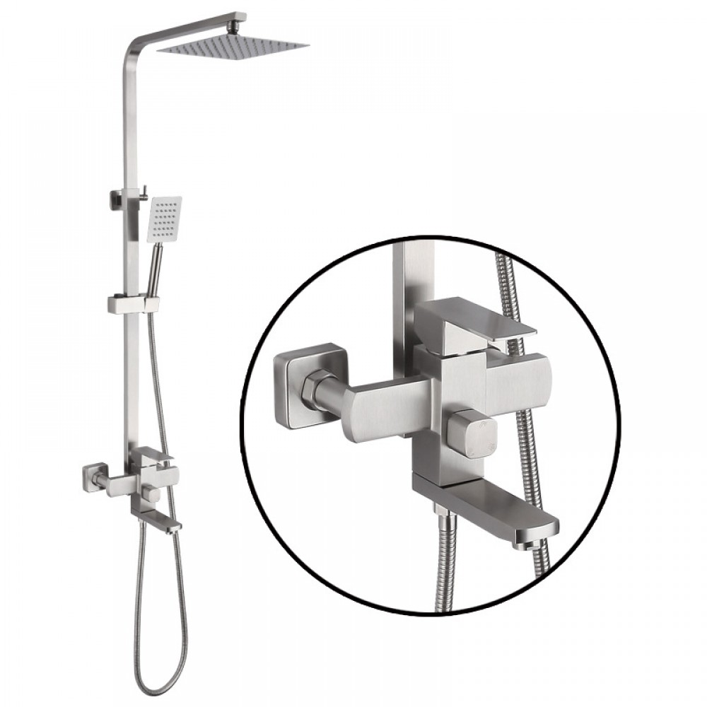 304 stainless steel square shower shower set hot and cold portable lifting top shower bath shower set