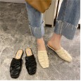 Spring and summer new slippers fashion fold lazy square head wild sets of feet female lazy drag sandals