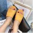New candy-colored round-toe flat-heeled slippers with open toe and lazy shoes sandals