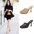 Rome summer new hollowed out Baotou mesh wine glass high-heeled tide female cool half slippers 108-6