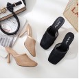 Rome summer new hollowed out Baotou mesh wine glass high-heeled tide female cool half slippers 108-6
