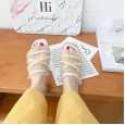 Rome summer beach flat lace pearl lazy wild OL tide female cool half slippers fairy