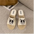 Summer new Roman hemp woven flat bottom fisherman open-toed lazy beach tide female half slippers