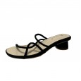 New Roman Summer Fashion Thin Belt Hollow Thick Medium Heel Wild Beach Holiday Lazy Half-Drag Female Sandals