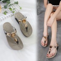 Summer wedge heel thick bottom wear pinch flat bottom flip flops sponge cake sandals 3668-16A 35-41 yards