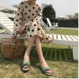 Summer new fashion lotus leaf Roman soft bottom open toe wild beach vacation tide female cool half drag