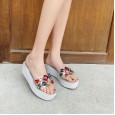 New slippers women wear high-heeled toe in summer, transparent slope with open-toe female cool half-drag