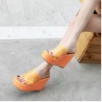 Spring and summer new transparent slope with fish mouth high heel sandals ladies thick bottom half slippers tide