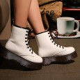 High-grade high-quality patent leather thick velvet thick bottom boots muffin women's boots Martin boots women's cotton boots punk short boots
