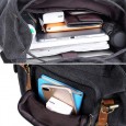 Men Canvas Large Capacity Outdoor Backpack Laptop Backpack - Black 