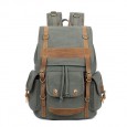 Men Canvas Large Capacity Outdoor Backpack Laptop Backpack - Black 