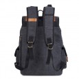 Men Canvas Large Capacity Outdoor Backpack Laptop Backpack - Black 