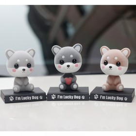 Flocking Shiba Inu shaking head doll car decoration mobile phone seat car interior creative creative cute car dog car jewelry