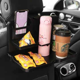 Car supplies cute multi-function tray rear seat hanging folding table storage snacks drinks water cup storage rack