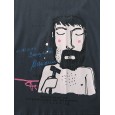 Men Casual Cartoon Print Loose Short Sleeve T-Shirts - White S 