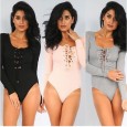 Autumn and winter new women's body-fitting strappy sexy jumpsuit