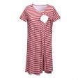 Summer striped striped short-sleeved round neck loose dress maternity dress